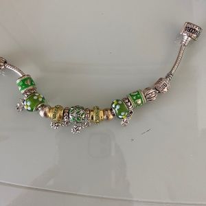 Green Pandora Style Bracelet